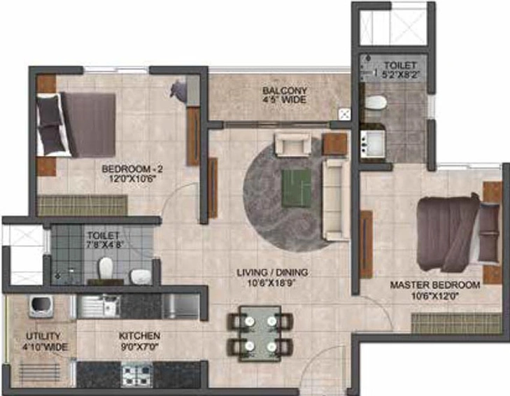 2 BHK Flat in Prestige Jindal City in Tumkur Road, Bangalore - Image 602155