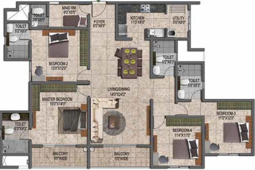 4 BHK Flat in Prestige Jindal City in Tumkur Road, Bangalore - Image 602161