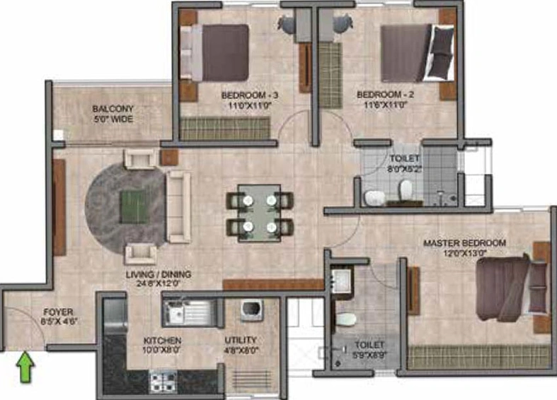 3 BHK Flat in Prestige Jindal City in Tumkur Road, Bangalore - Image 602157