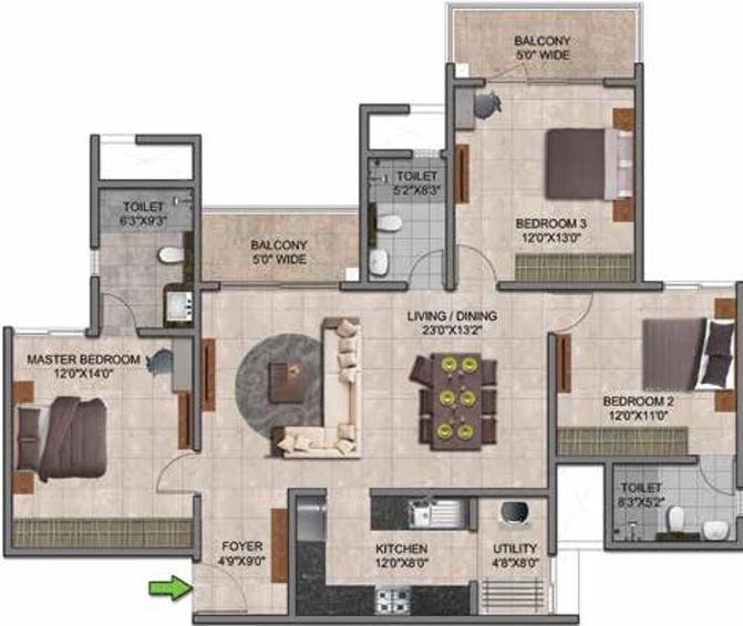 3 BHK Flat in Prestige Jindal City in Tumkur Road, Bangalore - Image 602158