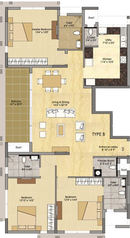 3 BHK Flat in Prestige Spencer Heights in Pulikeshi Nagar, Bangalore - Image 600776