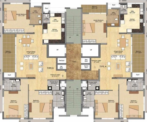 Floor Plan of Prestige Spencer Heights in Pulikeshi Nagar, Bangalore - Image 75264