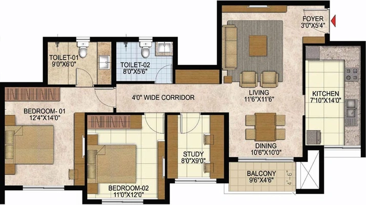 5 BHK Flat in Prestige Westwoods in Gopalapura, Bangalore - Image 600288
