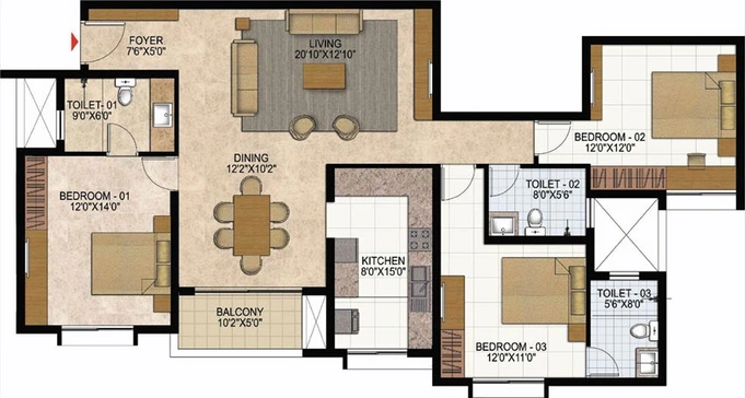 3 BHK Flat in Prestige Westwoods in Gopalapura, Bangalore - Image 600290