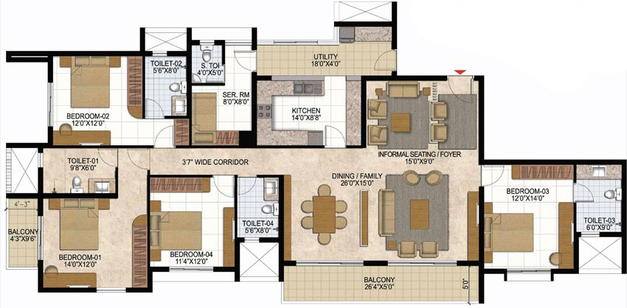 4 BHK Flat in Prestige Westwoods in Gopalapura, Bangalore - Image 600292