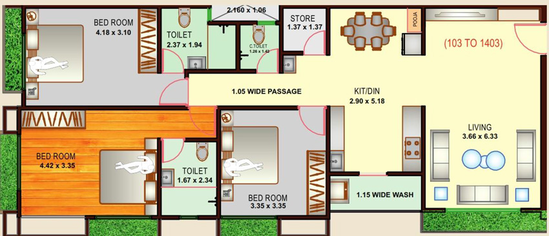 3 BHK Flat in Aakar Heights in Palanpur, Surat - Image 603054