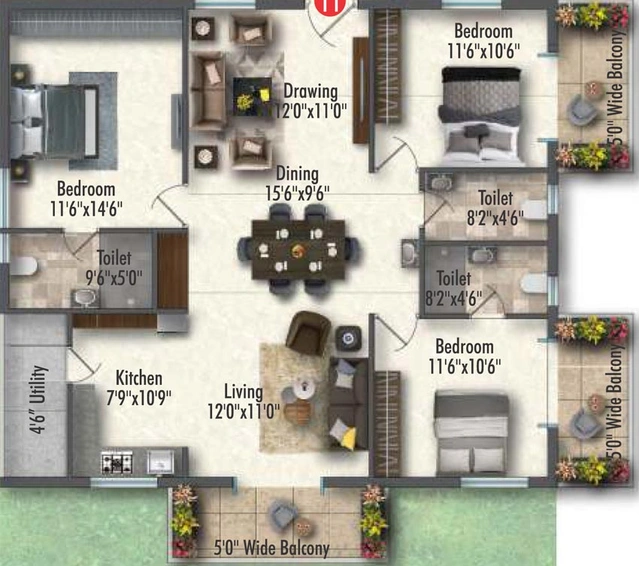3 BHK Flat in NCD Royal Pavilion in Mokila, Hyderabad - Image 610752