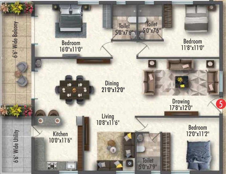 3 BHK Flat in NCD Royal Pavilion in Mokila, Hyderabad - Image 610753