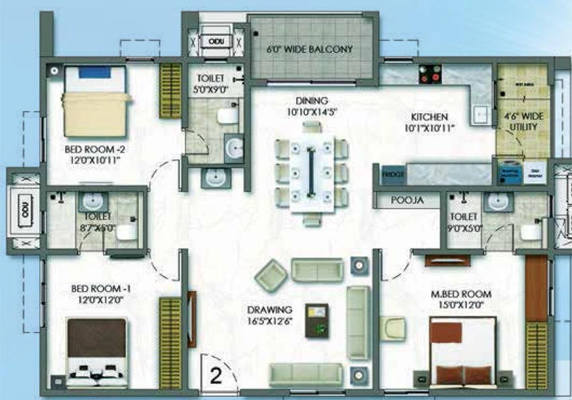 3 BHK Flat in Aparna Sarovar Zicon in Nallagandla, Hyderabad - Image 603108