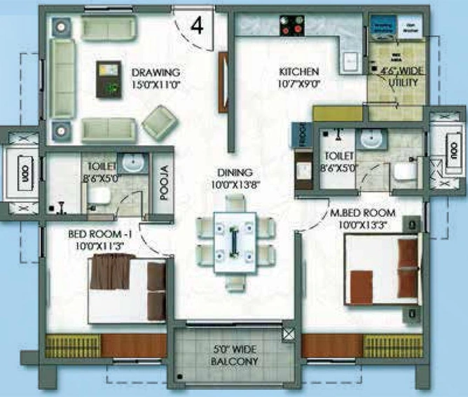2 BHK Flat in Aparna Sarovar Zicon in Nallagandla, Hyderabad - Image 603106