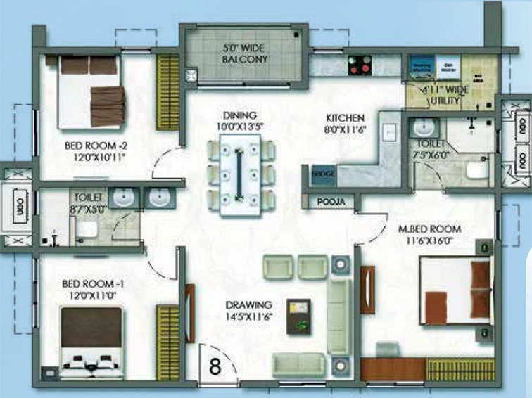 3 BHK Flat in Aparna Sarovar Zicon in Nallagandla, Hyderabad - Image 603107