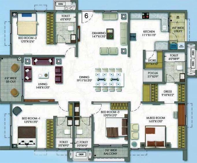 4 BHK Flat in Aparna Sarovar Zicon in Nallagandla, Hyderabad - Image 603109