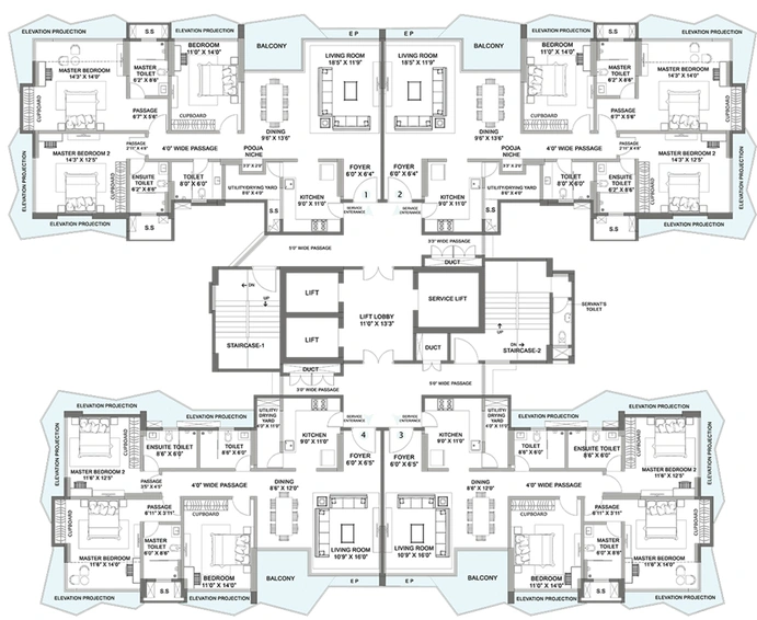 Floor Plan of Luxora Crystal Spires in Manpada, Thane - Image 122982