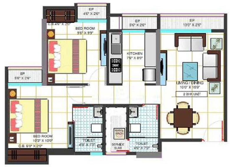 2 BHK Flat in Pushpak Larkins 315 Fio A in Panch Pakhadi, Thane - Image 780772