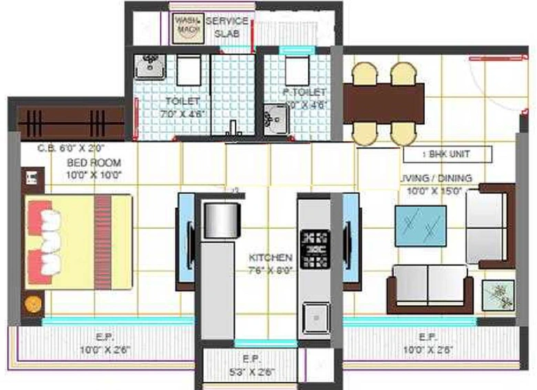 1 BHK Flat in Pushpak Larkins 315 Fio A in Panch Pakhadi, Thane - Image 780771