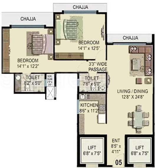 2 BHK Flat in Bombay Sahil Exotica in Powai, Mumbai - Image 603476