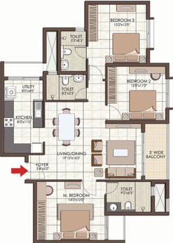 3 BHK Flat in Prestige Kew Gardens in Bellandur, Bangalore - Image 604181