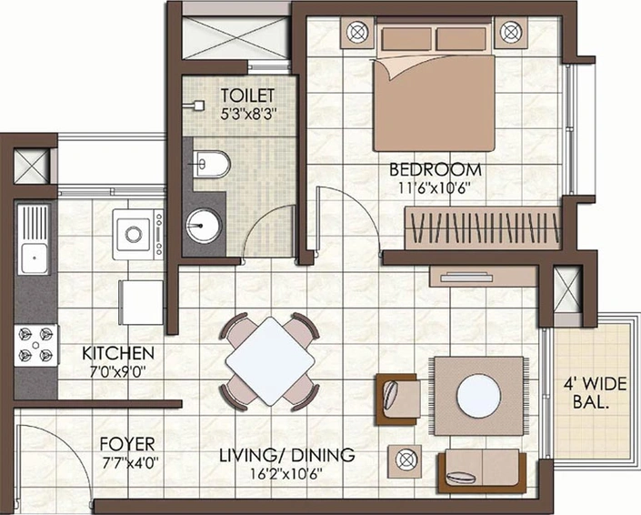 1 BHK Flat in Prestige Kew Gardens in Bellandur, Bangalore - Image 604178