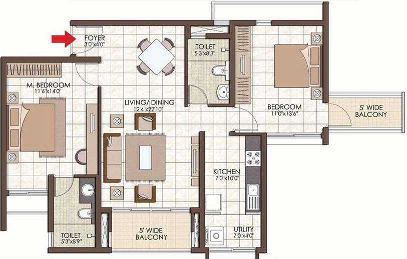 2 BHK Flat in Prestige Kew Gardens in Bellandur, Bangalore - Image 604179