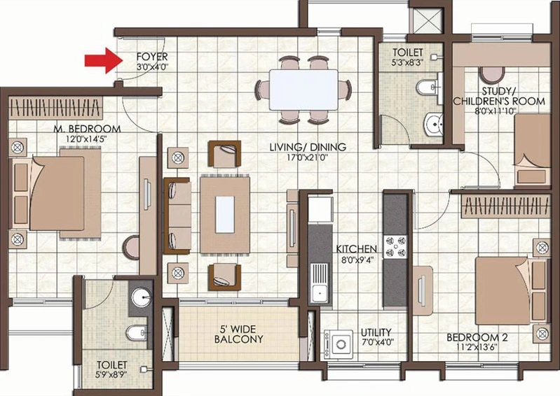 5 BHK Flat in Prestige Kew Gardens in Bellandur, Bangalore - Image 604180
