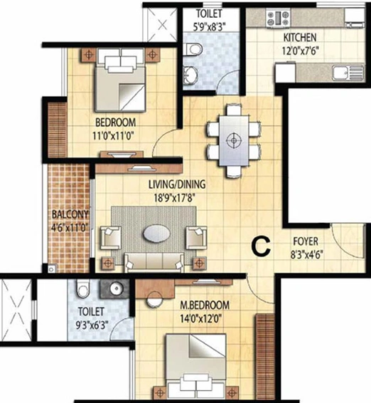 2 BHK Flat in Prestige Falcon City in Konanakunte, Bangalore - Image 606723