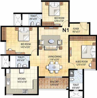 3 BHK Flat in Prestige Falcon City in Konanakunte, Bangalore - Image 606727