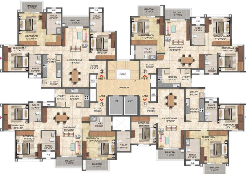 Floor Plan of Prestige Boulevard in Whitefield, Bangalore - Image 76335