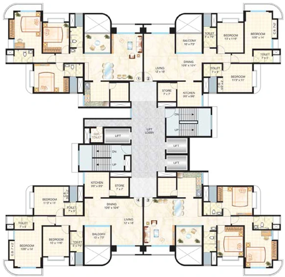 Floor Plan of Dosti Imperia in Manpada, Thane - Image 76243