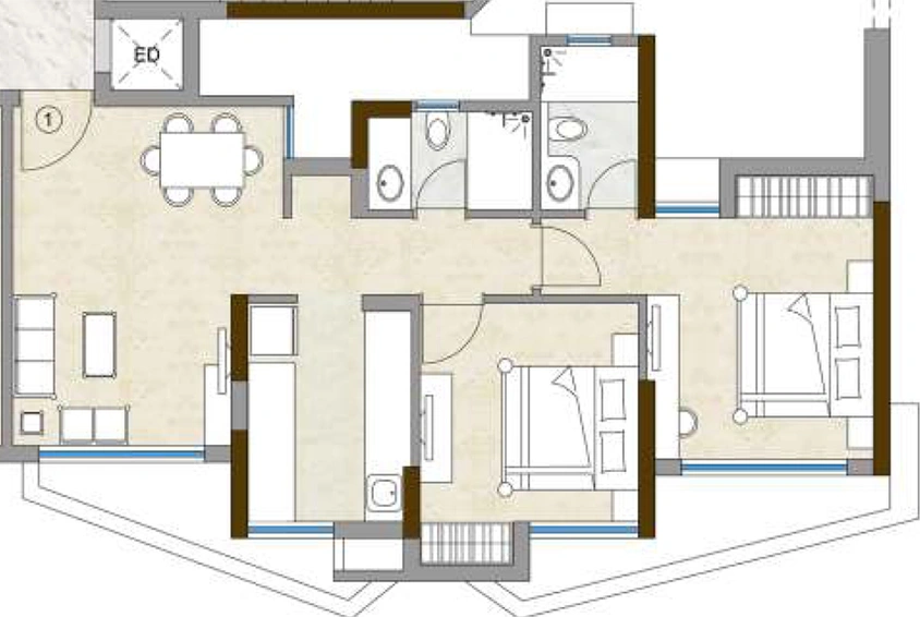 2 BHK Flat in Kalpataru Hills in Manpada, Thane - Image 606419