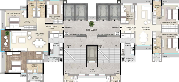 Floor Plan of Jewel Crest in Mahim West, Mumbai - Image 25434