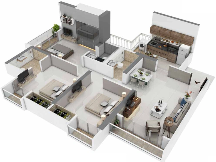 3 BHK Flat in Paranjape Opulus in Manpada, Thane - Image 606464