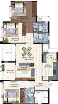 3 BHK Flat in Brigade 7 Gardens in Uttarahalli, Bangalore - Image 607018