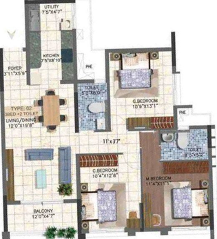 3 BHK Flat in Brigade 7 Gardens in Uttarahalli, Bangalore - Image 607017