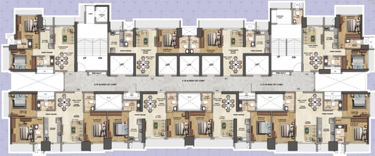 Floor Plan of Ajmera Downtown in Marine Lines East, Mumbai - Image 76033