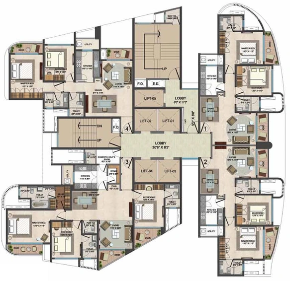 Floor Plan of Lodha Fiorenza in Goregaon East, Mumbai - Image 76044
