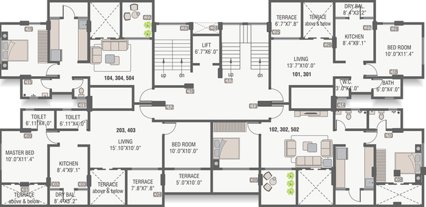 Floor Plan of Yashoda Serenia in Wakad, Pune - Image 77832