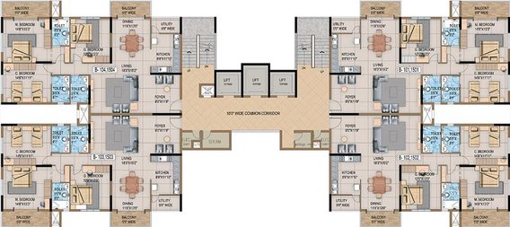 Floor Plan of Sattva Luxuria in Malleshwaram, Bangalore - Image 76560