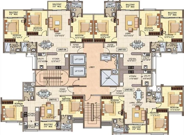 Floor Plan of Sattva Cadenza in Kudlu Gate, Bangalore - Image 76631