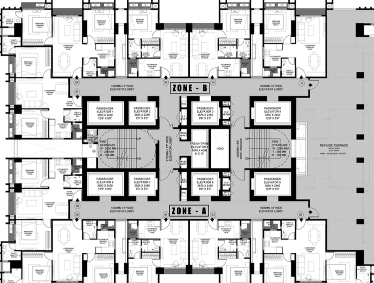 Floor Plan of Prescon Midtown Bay in Mahim West, Mumbai - Image 25654