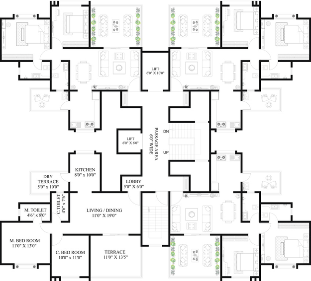 Floor Plan of HS Lagom Homes in Wakad, Pune - Image 76852