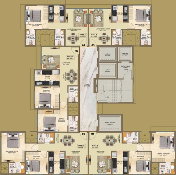 Floor Plan of Unimont 24 Karat in Jogeshwari West, Mumbai - Image 76941