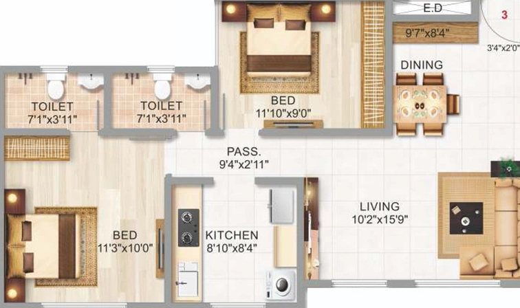 2 BHK Flat in Adityaraj Enclave in Ghatkopar East, Mumbai - Image 450208