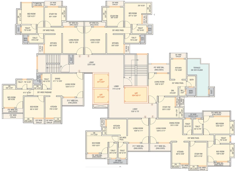 Floor Plan of Saptashree Heights in Kolshet Road, Thane - Image 77182