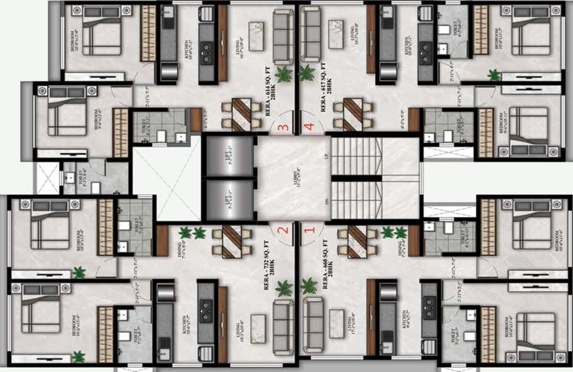 Floor Plan of H.Rishabraj Gardenia in Jogeshwari East, Mumbai - Image 25811