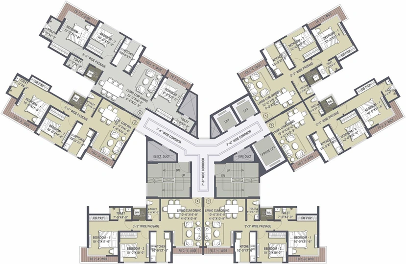 Floor Plan of Buildwell Satgurus Solitaire in Kasarvadavali, Thane - Image 77616