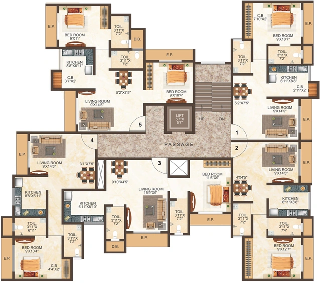 Floor Plan of JVM Florencia in Kasarvadavali, Thane - Image 77622