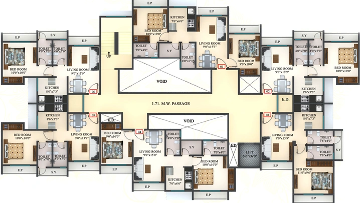 Floor Plan of KM Horizon Flora in Ghodbunder Road, Thane - Image 77630