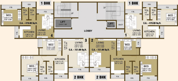 Floor Plan of Parshvanath Hansraj Height in Manpada, Thane - Image 77454