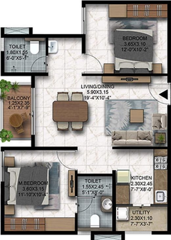 2 BHK Flat in Mahaveer Highlands in Kommaghatta, Bangalore - Image 612314