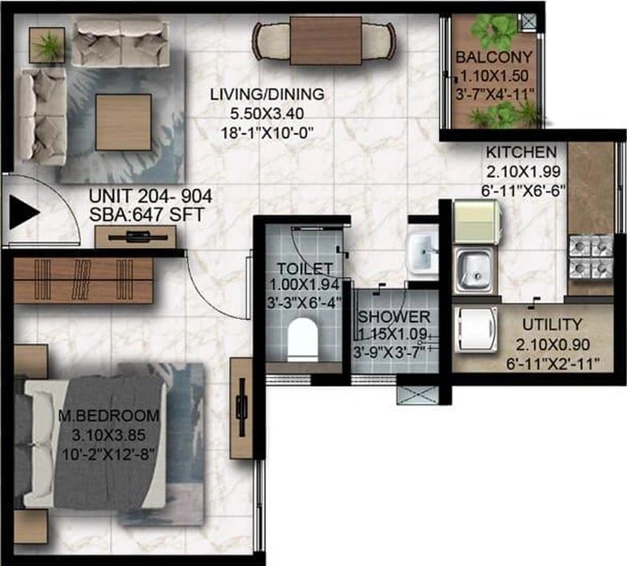 1 BHK Flat in Mahaveer Highlands in Kommaghatta, Bangalore - Image 612313